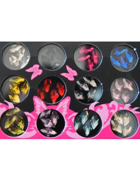 CAIXA 48 CRISTAIS 3 D LUSANGULOS 12 CORES DECORAÇÕES NAIL ART