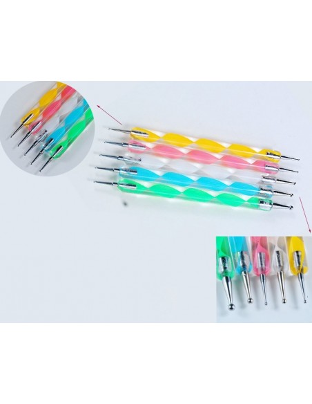 5 x Ponteiros com 10 pontas Diferentes Para Nail Art DECORAÇÕES NAIL ART