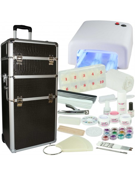 KIT UNHAS DE GEL BRANCO + TROLLEY PRETA KITS UNHAS DE GEL COM MALA