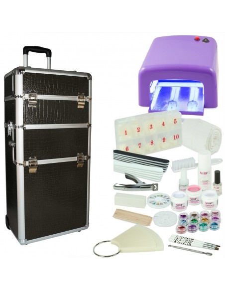 KIT UNHAS DE GEL LILAS + TROLLEY PRETA KITS UNHAS DE GEL COM MALA