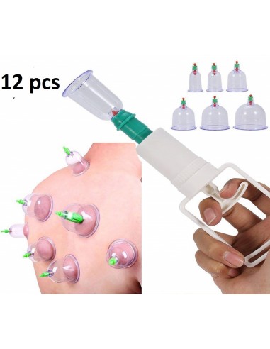 VENTOSATERAPIA 12 COPOS DE VÁCUO COM BOMBA MAQUINAS DE VÁCUOTERAPIA
