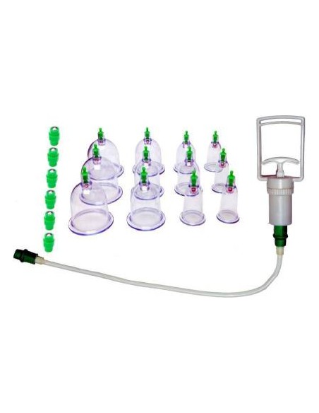 VENTOSATERAPIA 12 COPOS DE VÁCUO COM BOMBA MAQUINAS DE VÁCUOTERAPIA