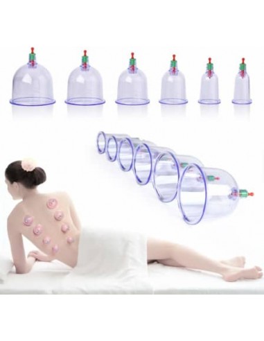 VENTOSATERAPIA 12 COPOS DE VÁCUO COM BOMBA MAQUINAS DE VÁCUOTERAPIA