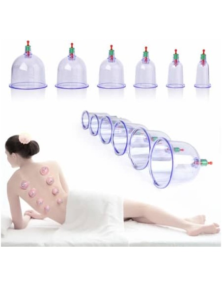 VENTOSATERAPIA 12 COPOS DE VÁCUO COM BOMBA MAQUINAS DE VÁCUOTERAPIA