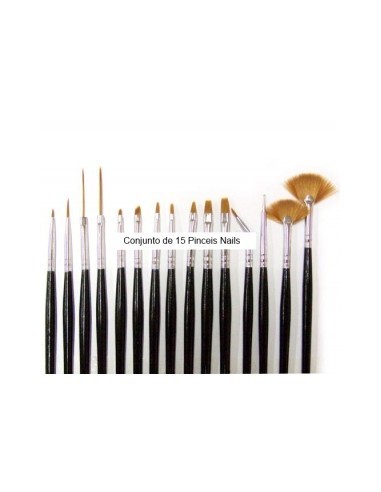 CONJUNTO DE 15PINCEIS PARA UNHAS E NAIL ART PINCEIS