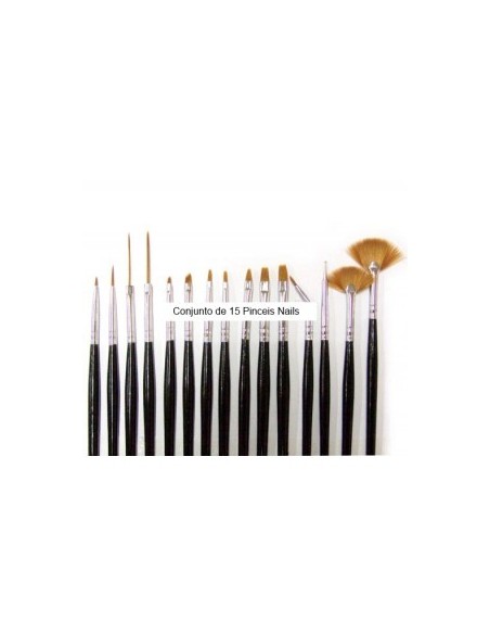 CONJUNTO DE 15PINCEIS PARA UNHAS E NAIL ART PINCEIS