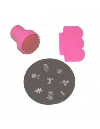 1 CARIMBO + RASPADOR + 1 DISCO METAL DECORAÇÕES NAIL ART