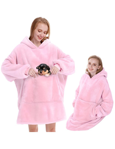 MANTA COM MANGAS E CAPUZ ROSA CLARO MANTA COM MANGAS