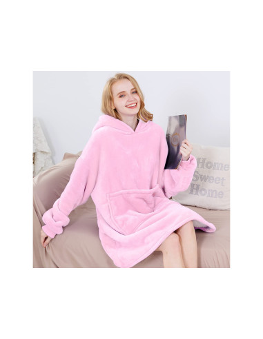 MANTA COM MANGAS E CAPUZ ROSA CLARO MANTA COM MANGAS