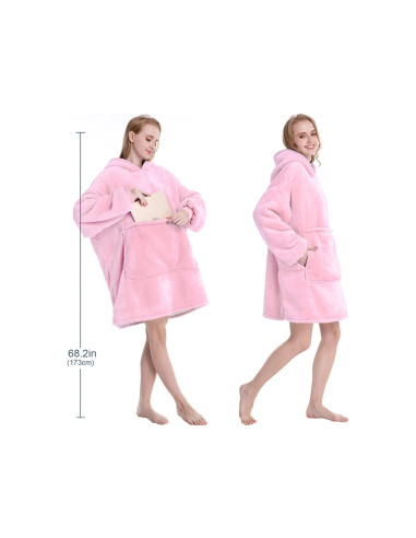 MANTA COM MANGAS E CAPUZ ROSA CLARO MANTA COM MANGAS