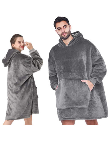 MANTA COM MANGA E CAPUZ CINZA MANTA COM MANGAS