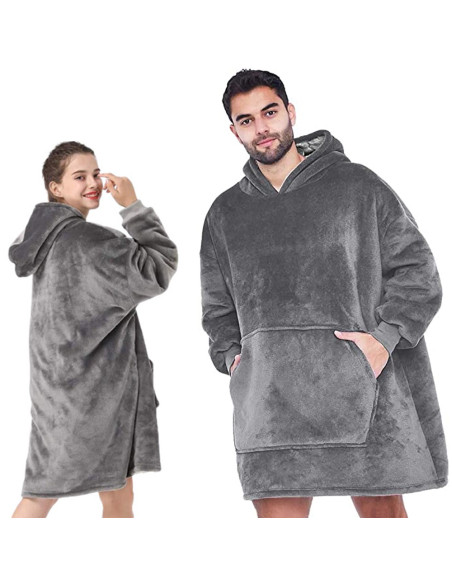 MANTA COM MANGA E CAPUZ CINZA MANTA COM MANGAS