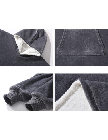 MANTA COM MANGA E CAPUZ CINZA MANTA COM MANGAS