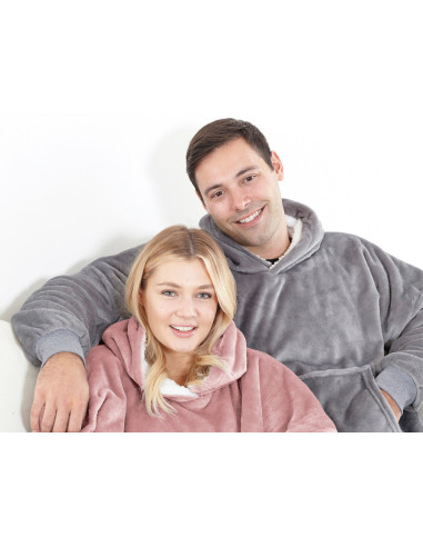 MANTA COM MANGA E CAPUZ CINZA MANTA COM MANGAS