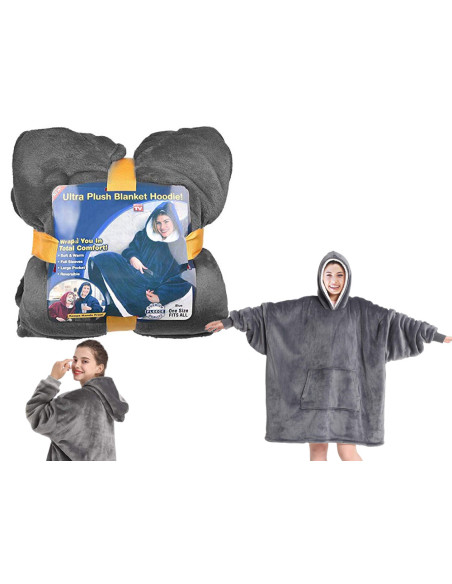 MANTA COM MANGA E CAPUZ CINZA MANTA COM MANGAS