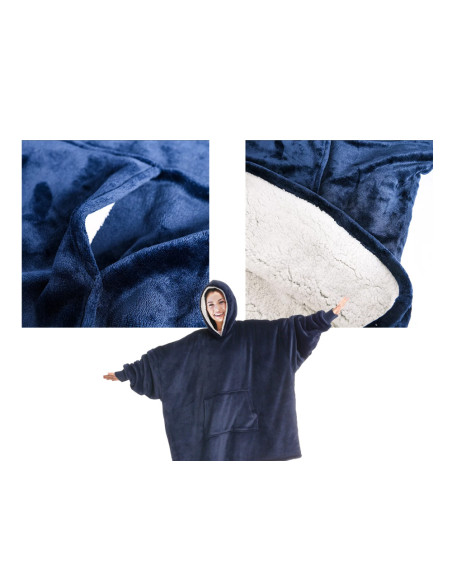COBERTOR COM MANGAS E CAPUZ MARINHO MANTA COM MANGAS