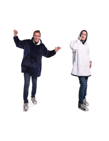 COBERTOR COM MANGAS E CAPUZ MARINHO MANTA COM MANGAS