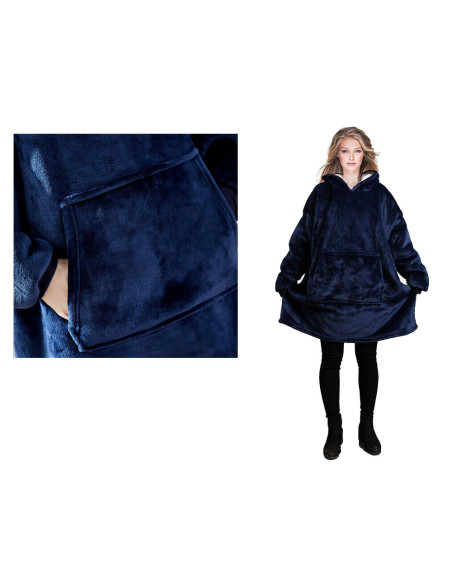 COBERTOR COM MANGAS E CAPUZ MARINHO MANTA COM MANGAS