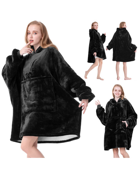 COBERTOR COM MANGAS E CAPUZ PRETO MANTA COM MANGAS