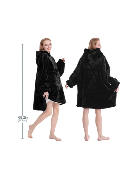 COBERTOR COM MANGAS E CAPUZ PRETO MANTA COM MANGAS