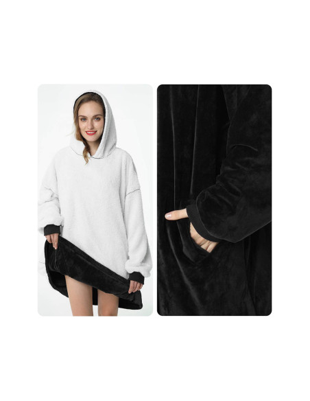 COBERTOR COM MANGAS E CAPUZ PRETO MANTA COM MANGAS