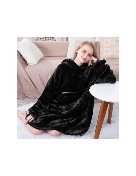 COBERTOR COM MANGAS E CAPUZ PRETO MANTA COM MANGAS