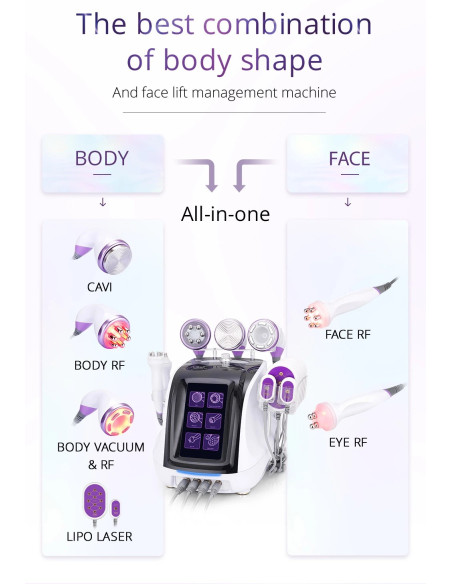 MAQUINA CAVITAÇÃO RADIOFREQUENCIA 6 EM 1 LIPO LASER MAQUINAS DE CAVITAÇÃO